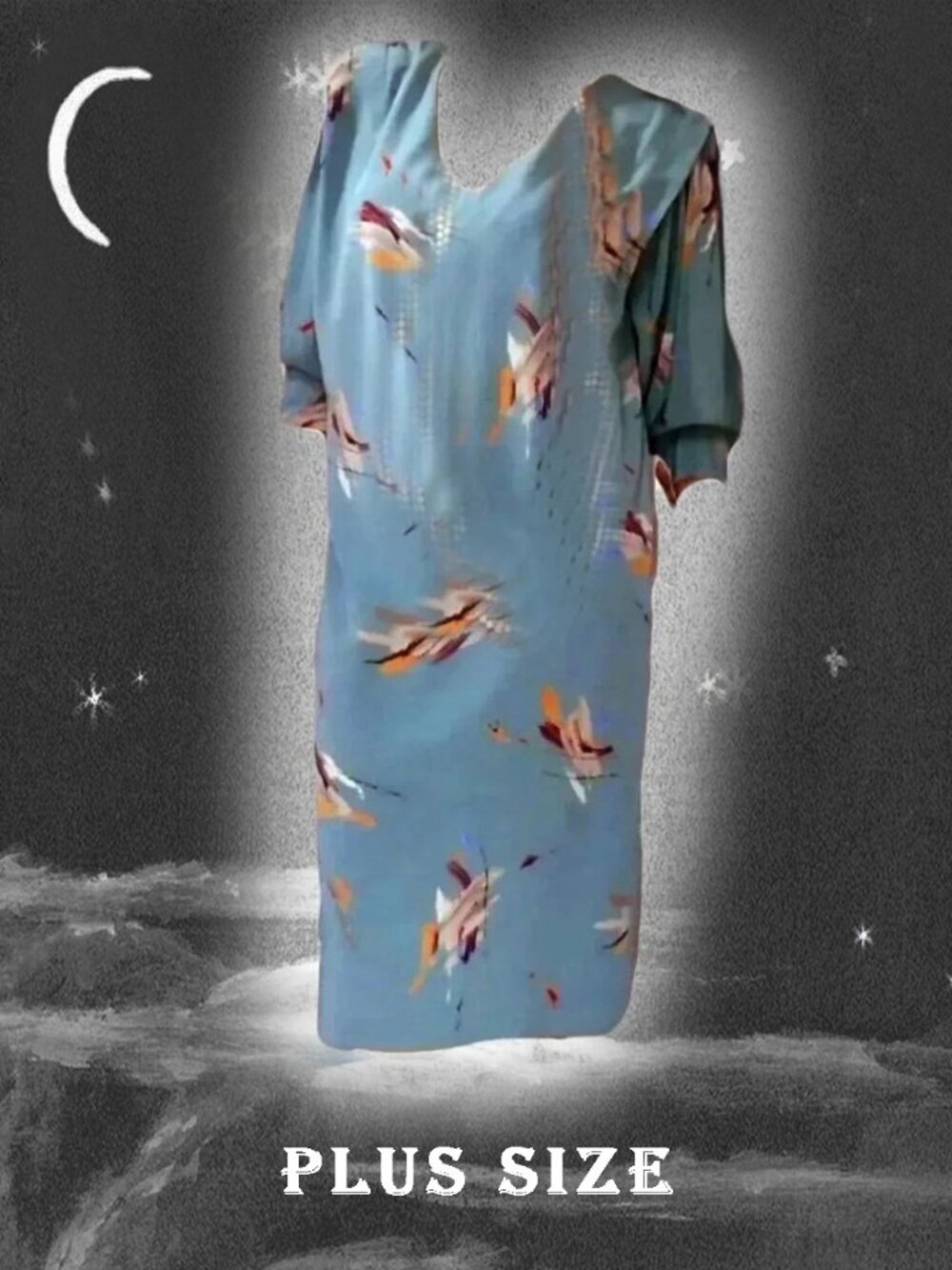 Plus Size Dolman Shift Dress Made With 40s Rayon is 80s Vintage